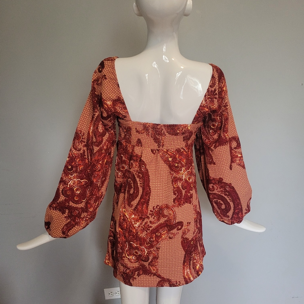 Urban Outfitters Vivienne Printed Long Sleeve Mini Dress, BNWT, Size M - Picture 4 of 10